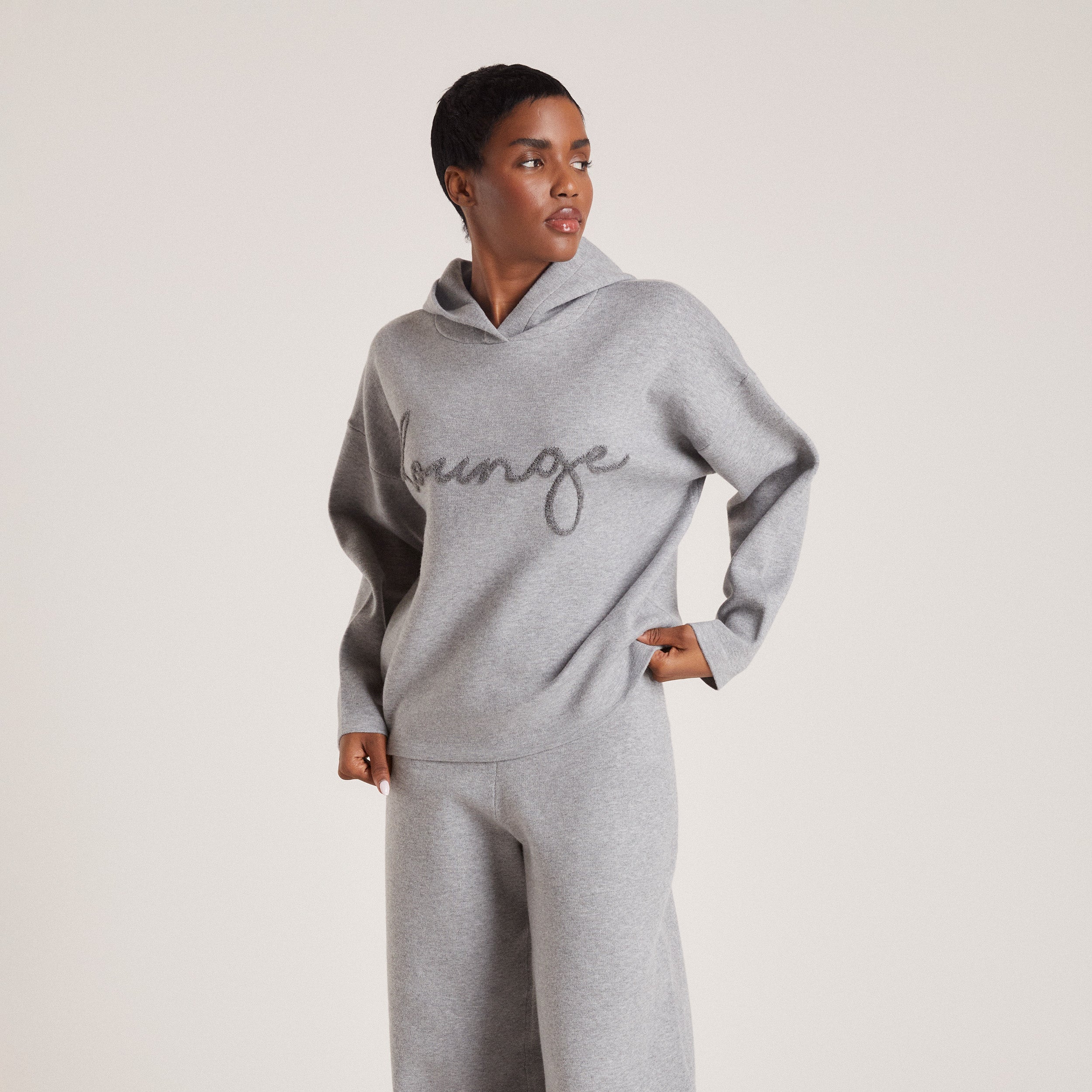 Knitted Lounge Hoodie | Knitted Lounge Hoodie - Grey Marl