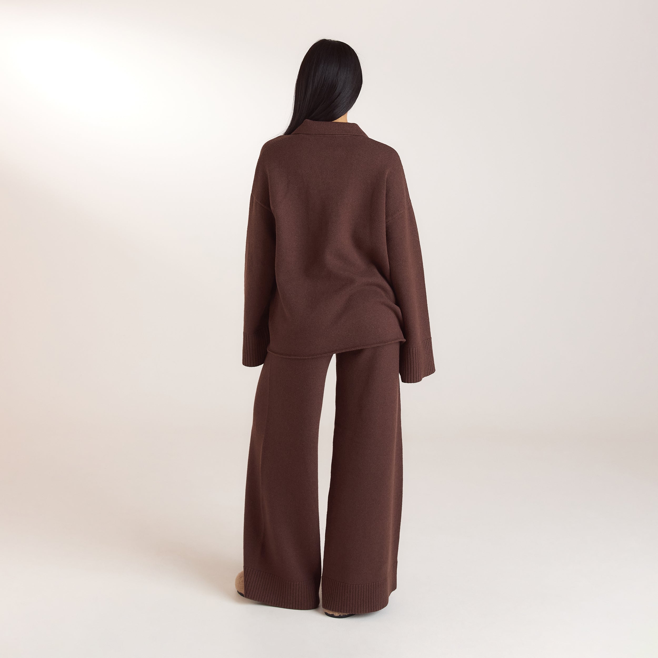 Half Placket Knitted Jumper | Half Placket Knitted Jumper - Chocolate