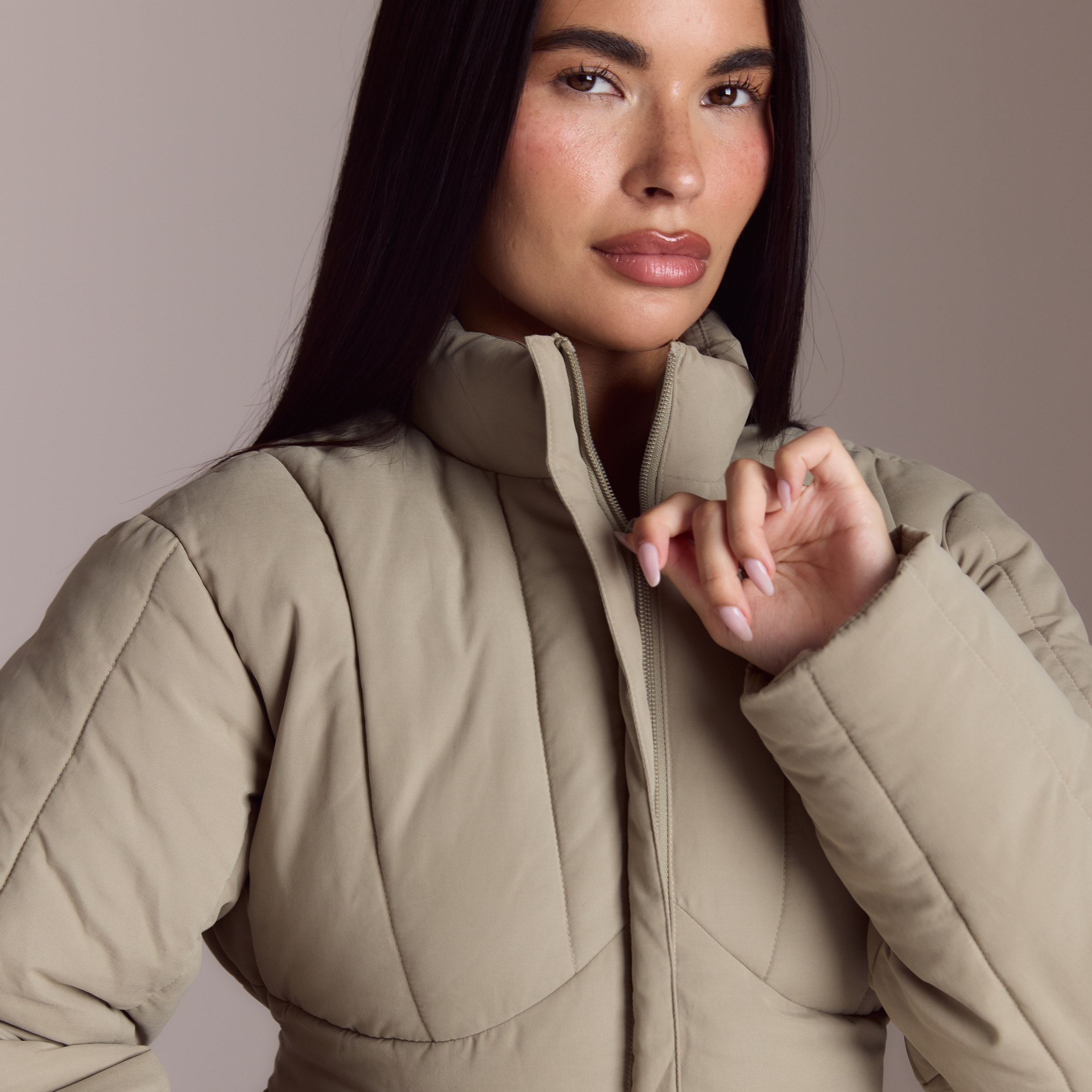 Cinched Puffer Coat | Cinched Puffer Coat - Thyme