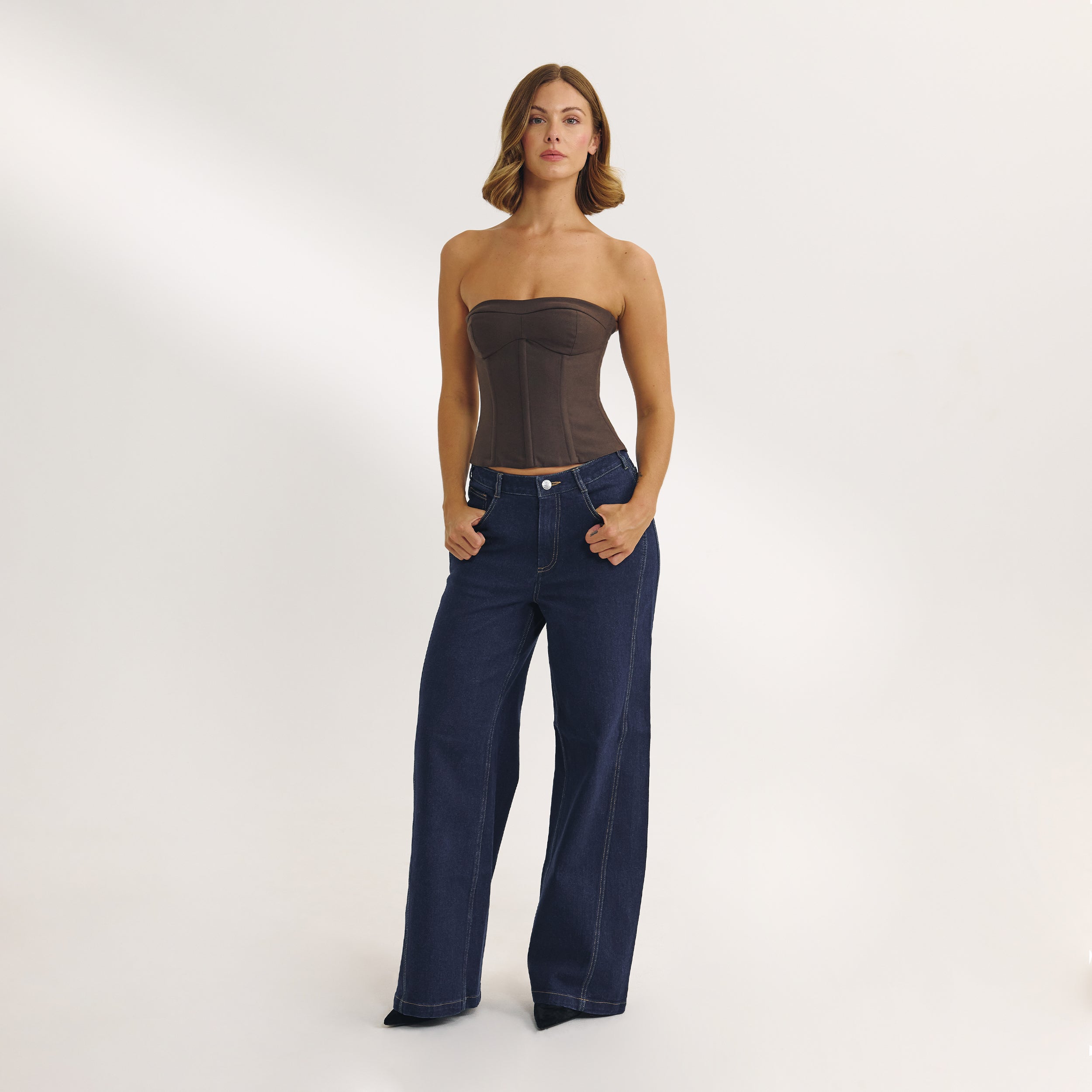 Bandeau Corset Top | Bandeau Corset Top - Dark Brown