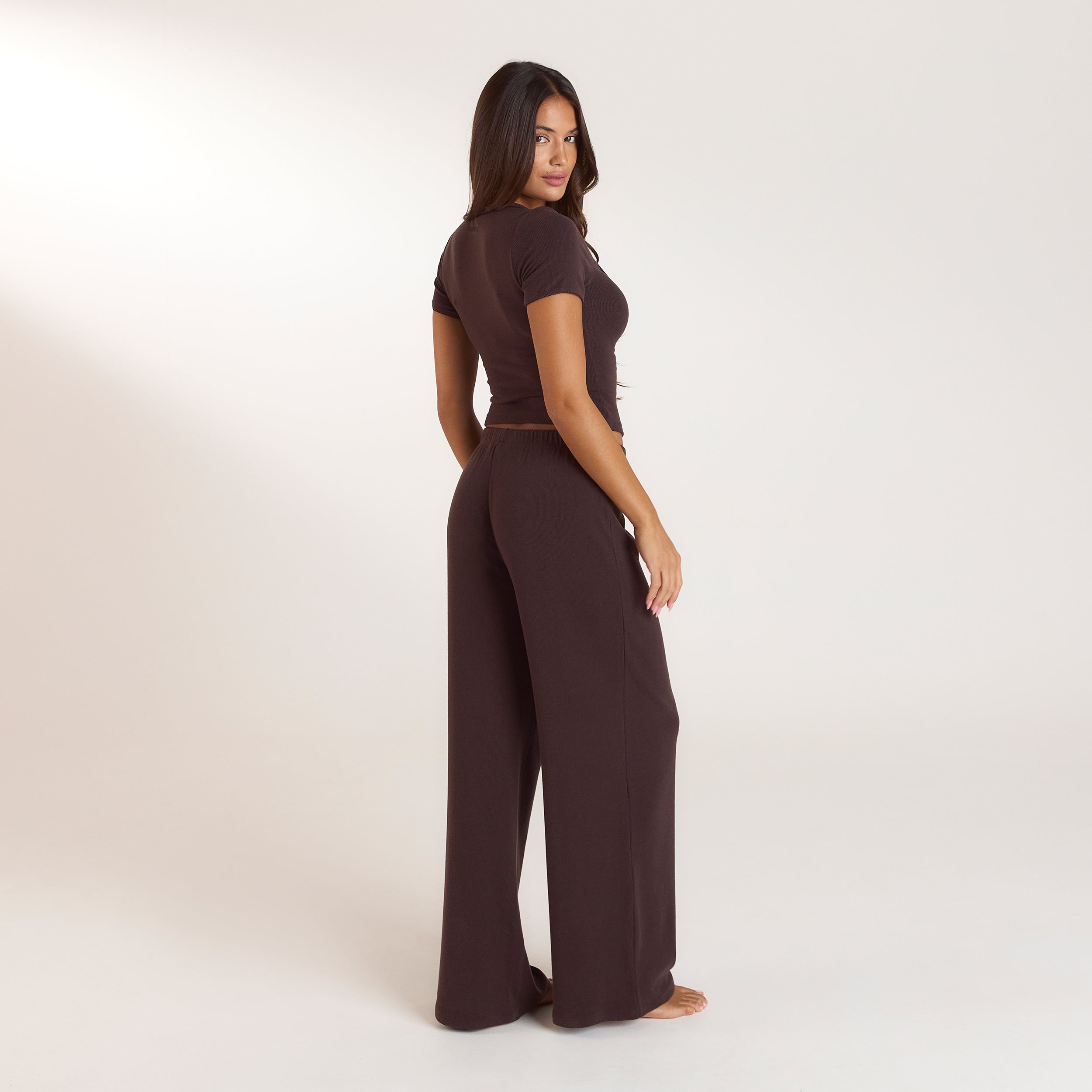 Ribbed Pyjama Bottoms | Ribbed Pyjama Bottoms - Dark Chocolate