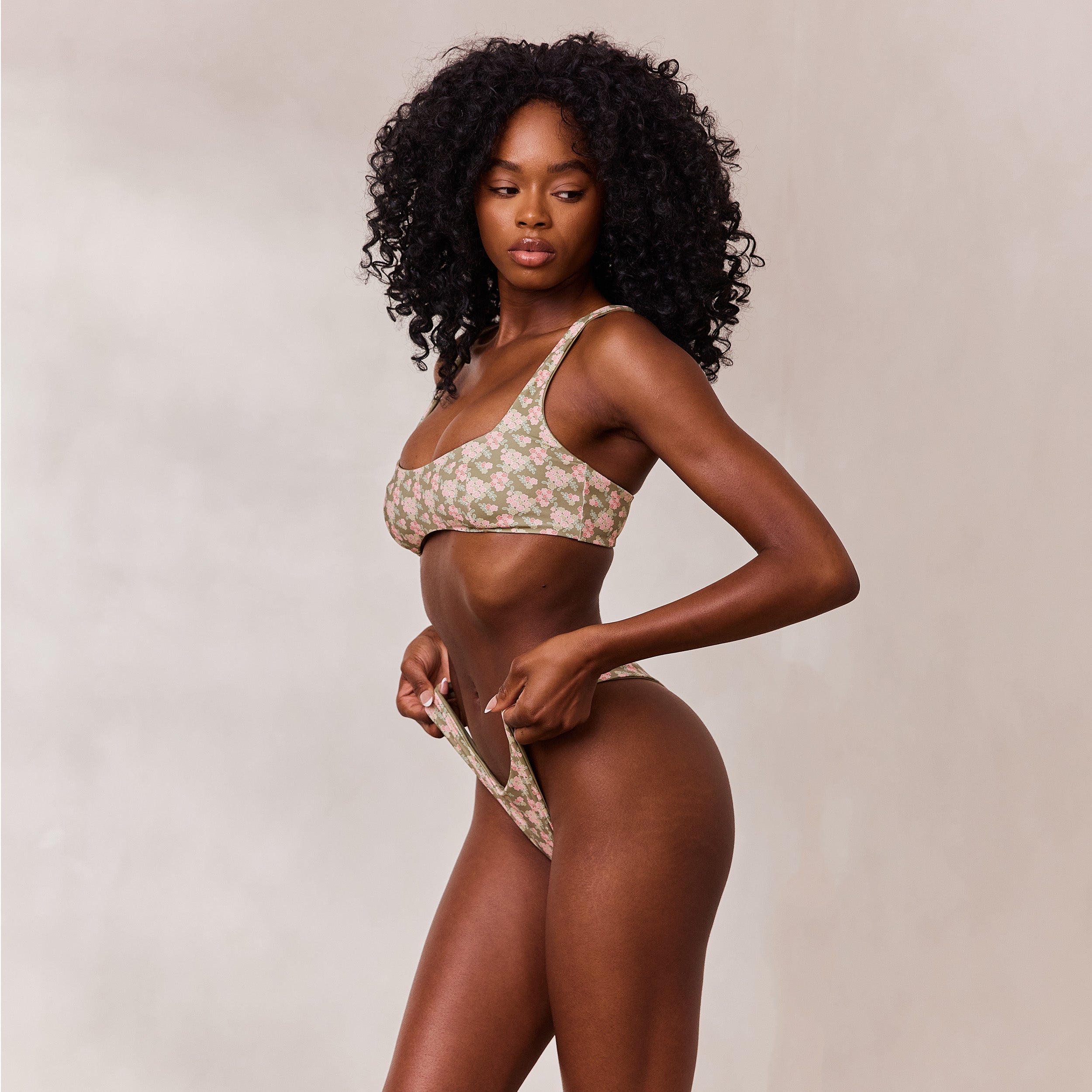 Reversible Plunge Bikini Top | Reversible Plunge Bikini Top - Green/Floral