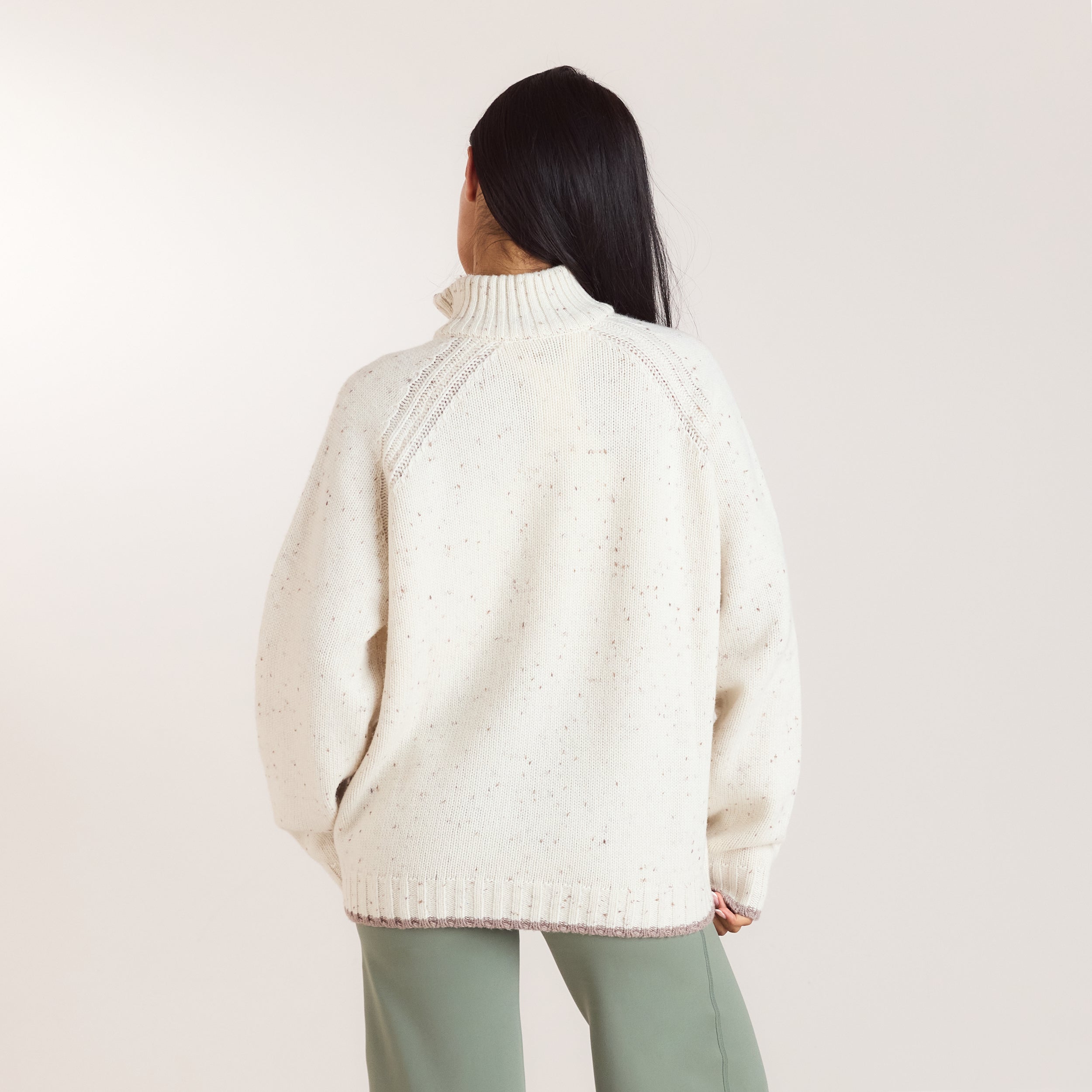 Knitted Wool Quarter-Zip Jumper | Knitted Wool Quarter-Zip Jumper - Cream