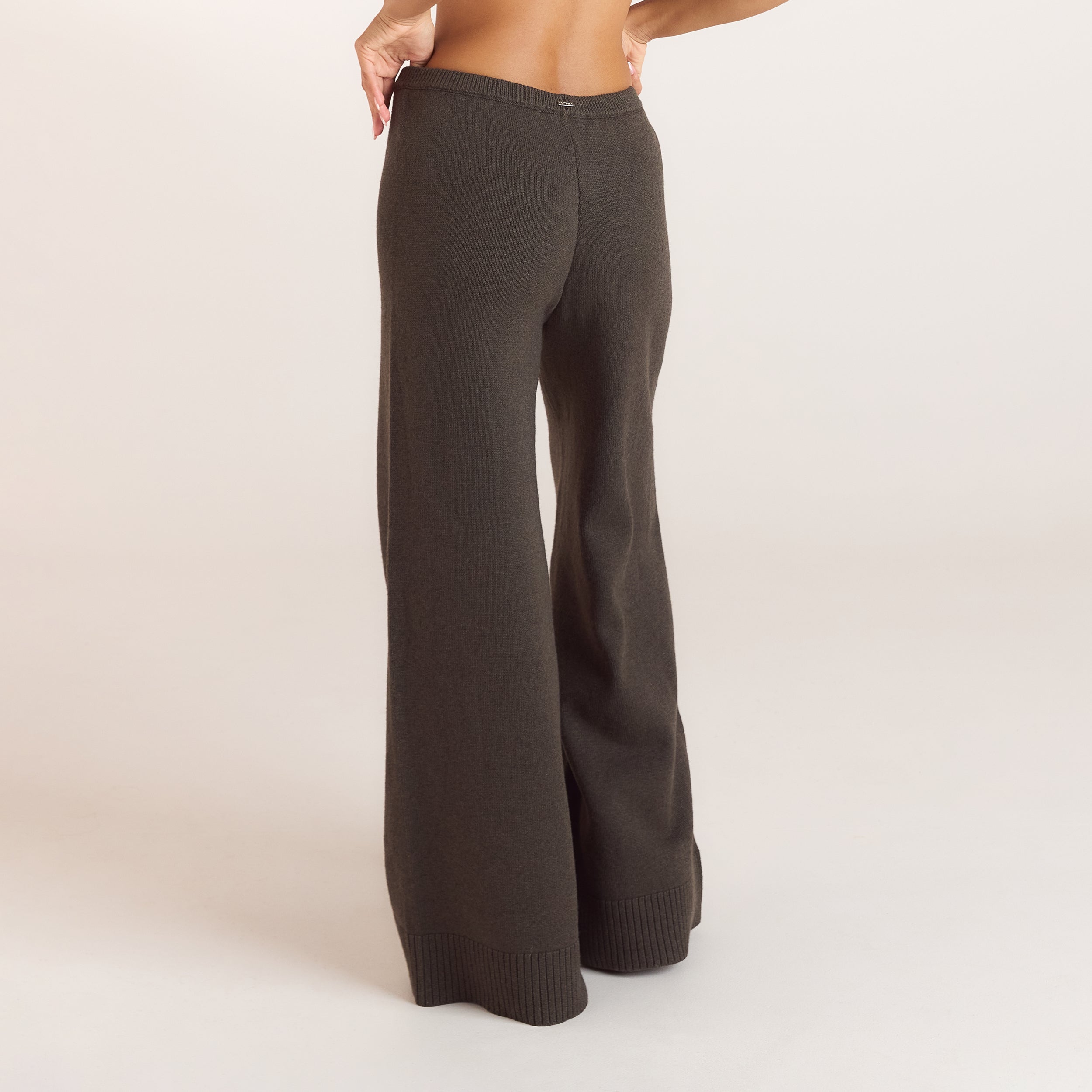 Ribbed Hem Knitted Trousers | Ribbed Hem Knitted Trousers - Moss Green