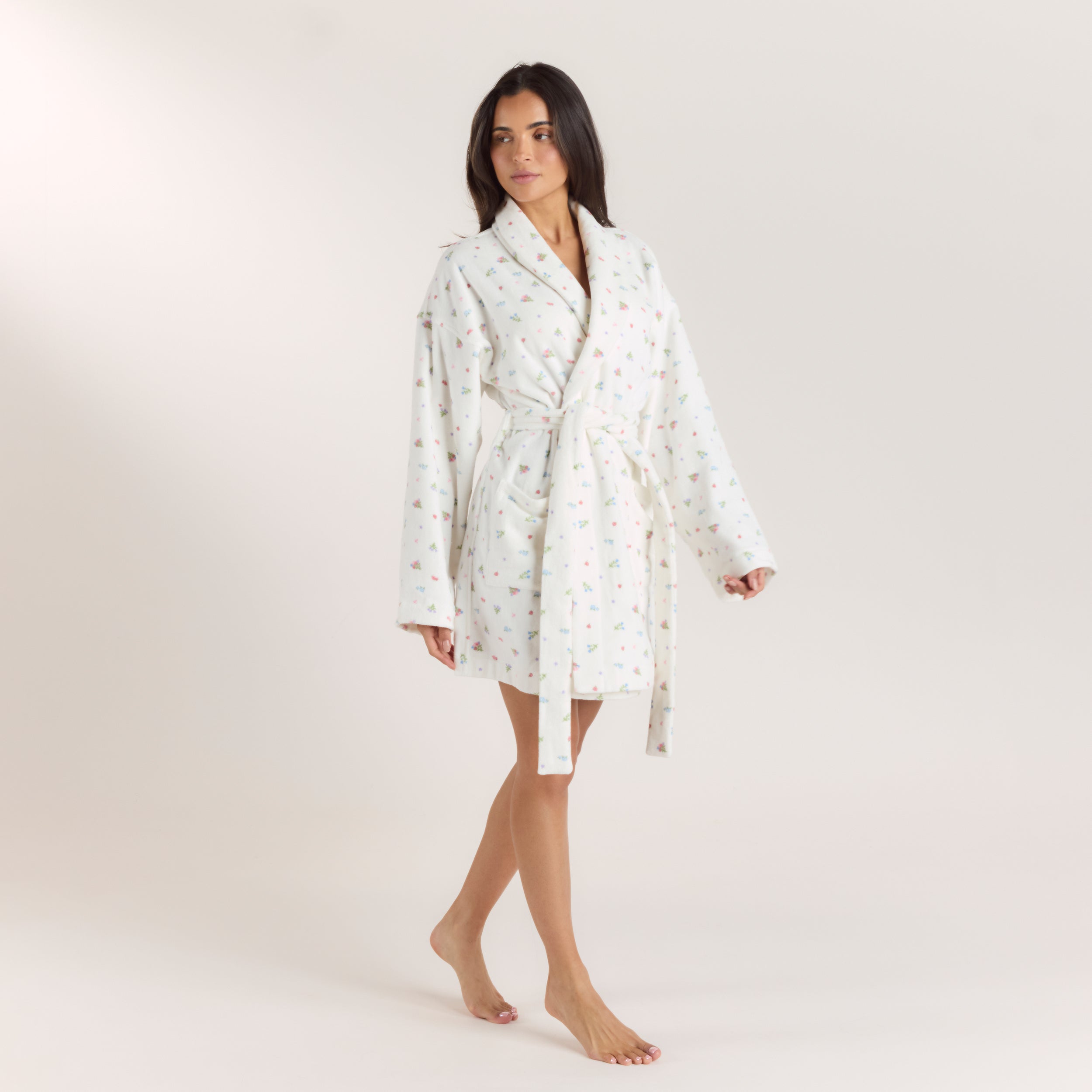Towelling Bathrobe | Towelling Bathrobe - White Print