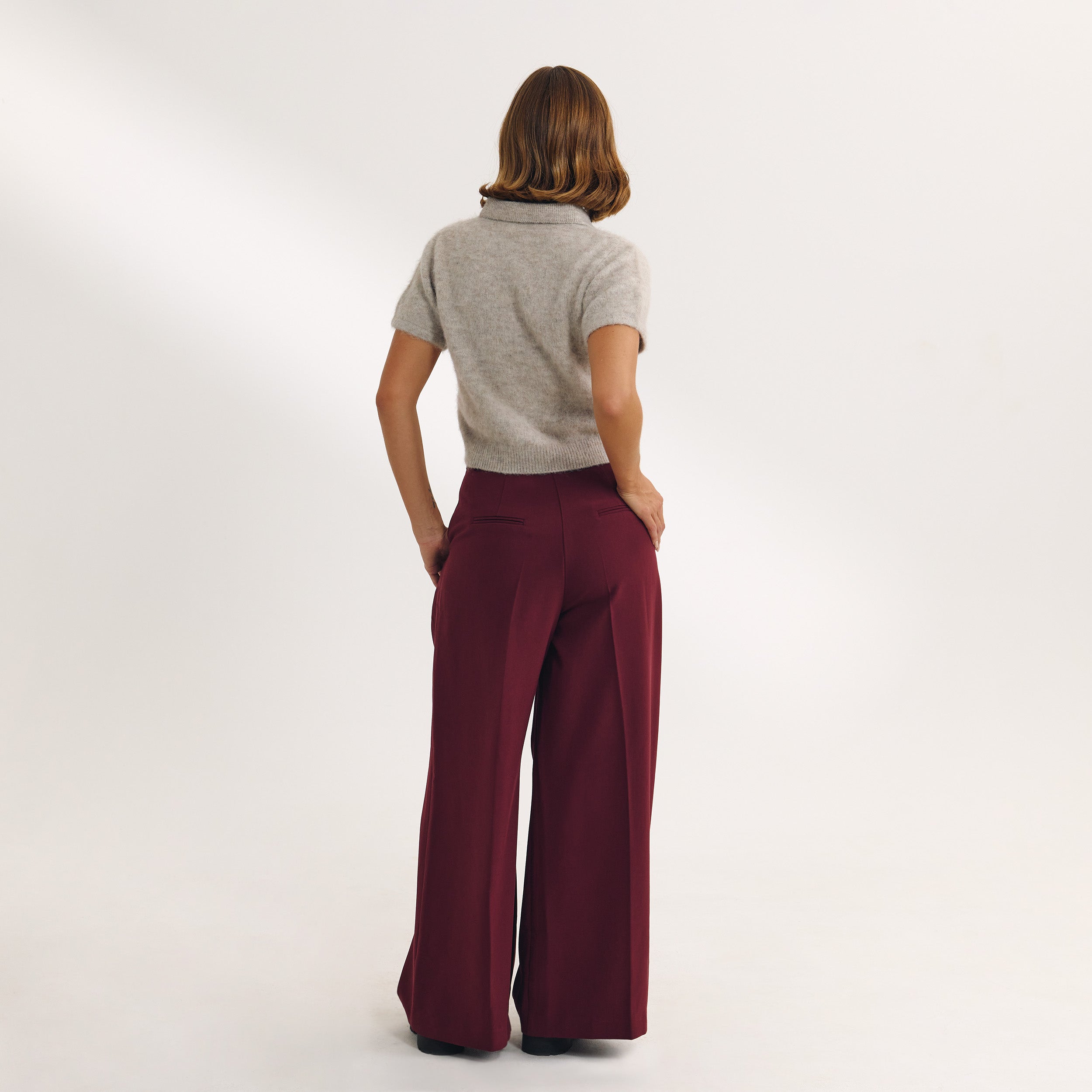 Wide-Leg Tailored Trousers | Wide-Leg Tailored Trousers - Cherry Lacquer