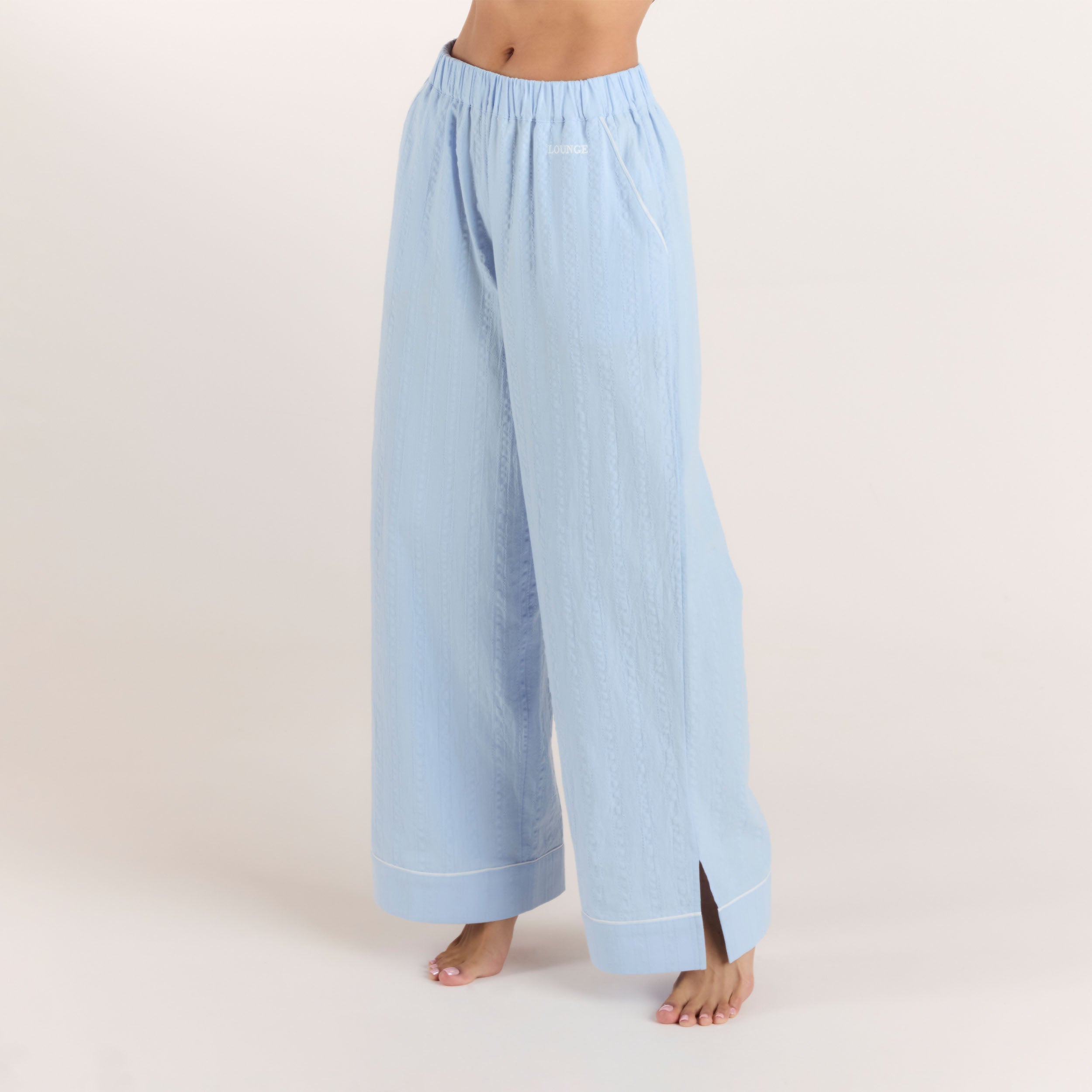 Textured Cotton Pyjama Bottoms | Textured Cotton Pyjama Bottoms - Blue