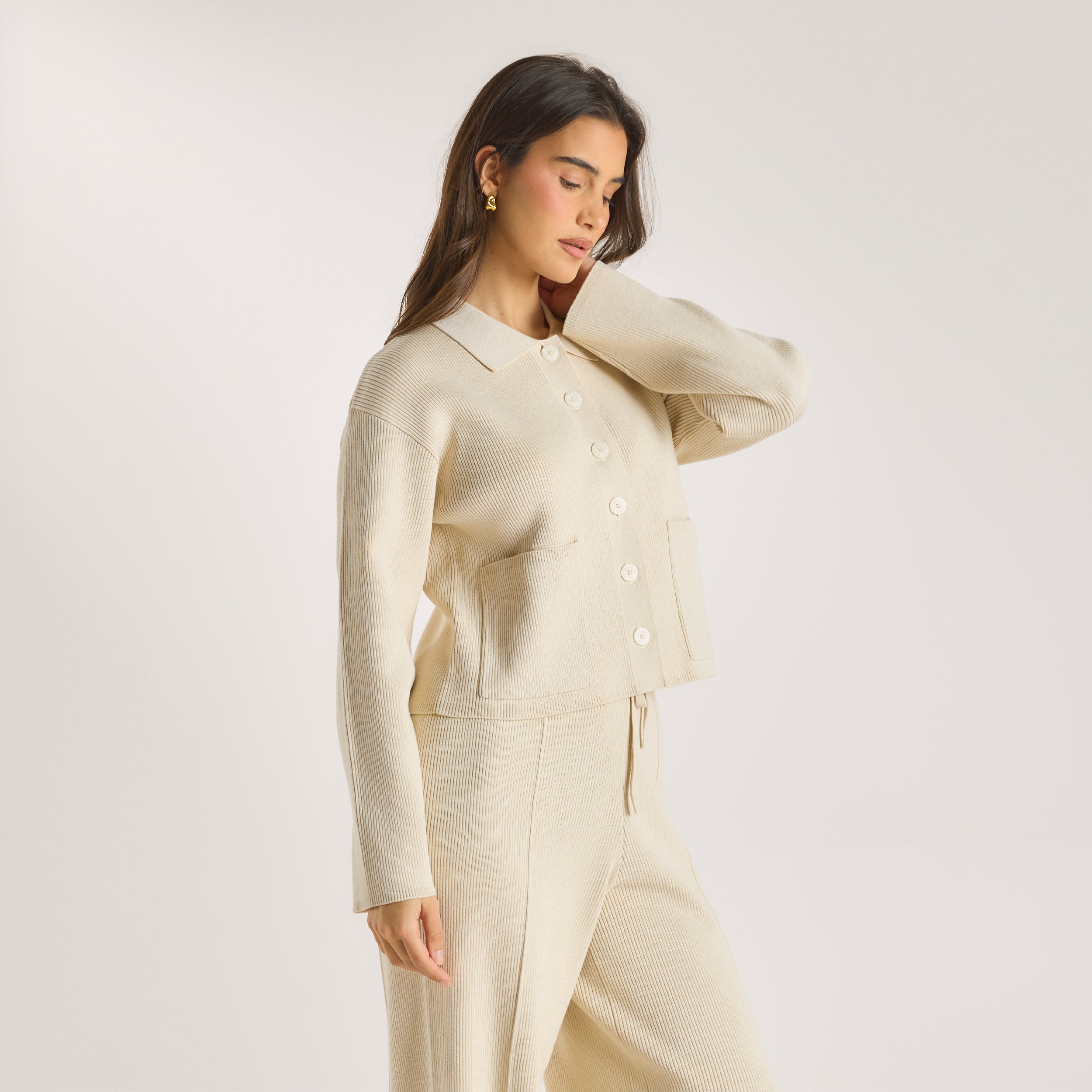 Knitted Oversized Shirt  | Knitted Oversized Shirt - Cream
