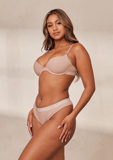 Ultra Comfort Ribbed T-Shirt Bra - Taupe – Lounge Underwear