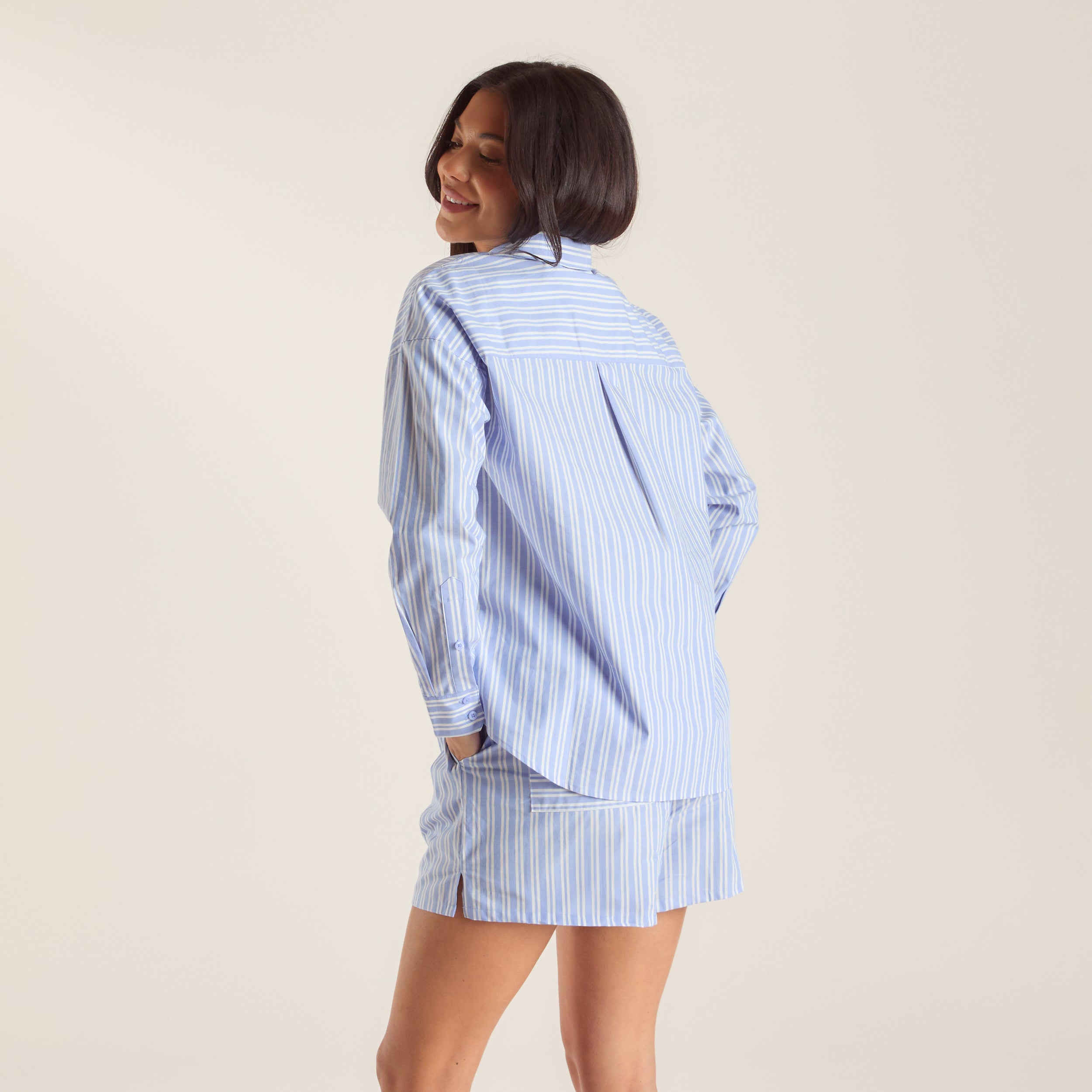 Oversized Pinstripe Shirt | Oversized Pinstripe Shirt - Blue