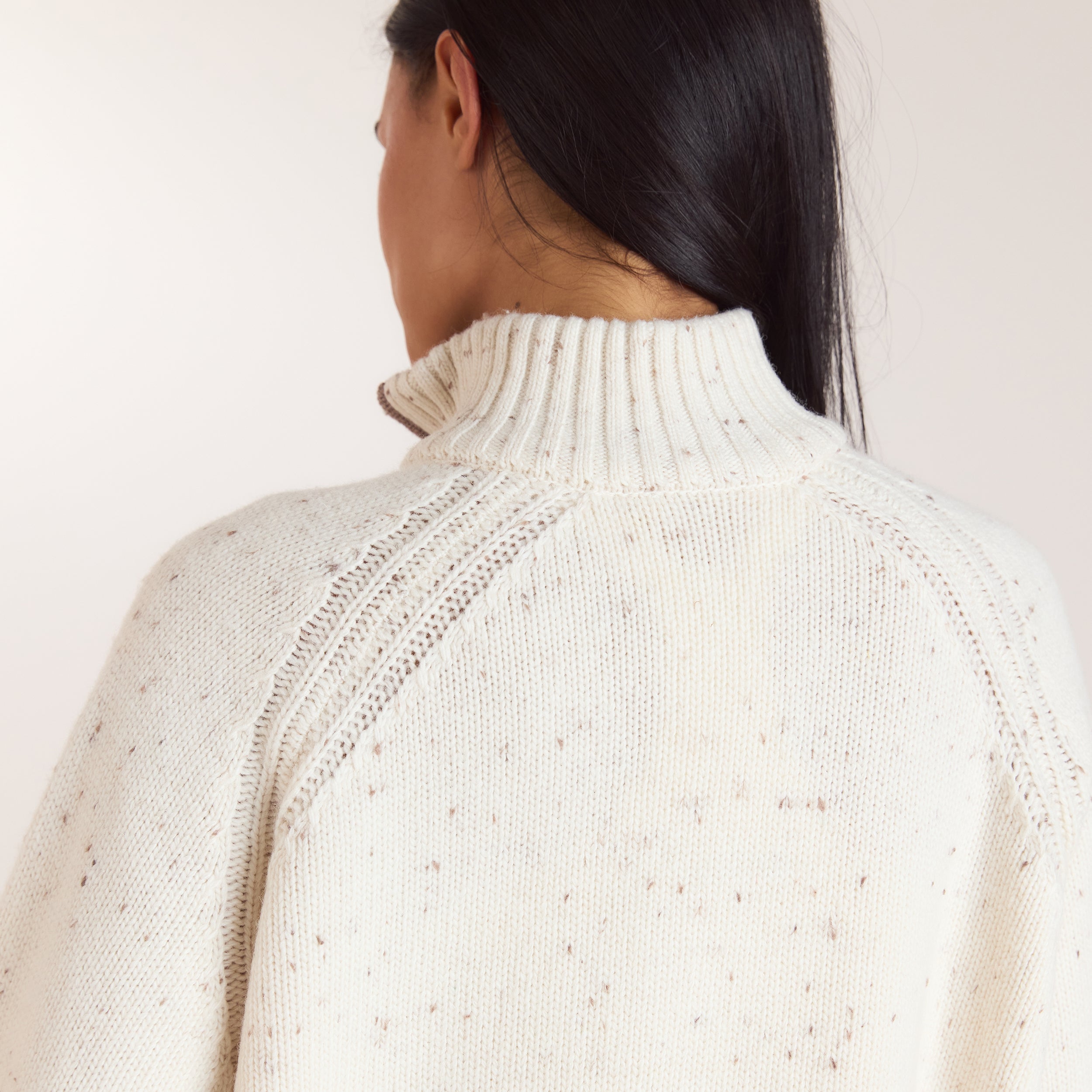 Knitted Wool Quarter-Zip Jumper | Knitted Wool Quarter-Zip Jumper - Cream
