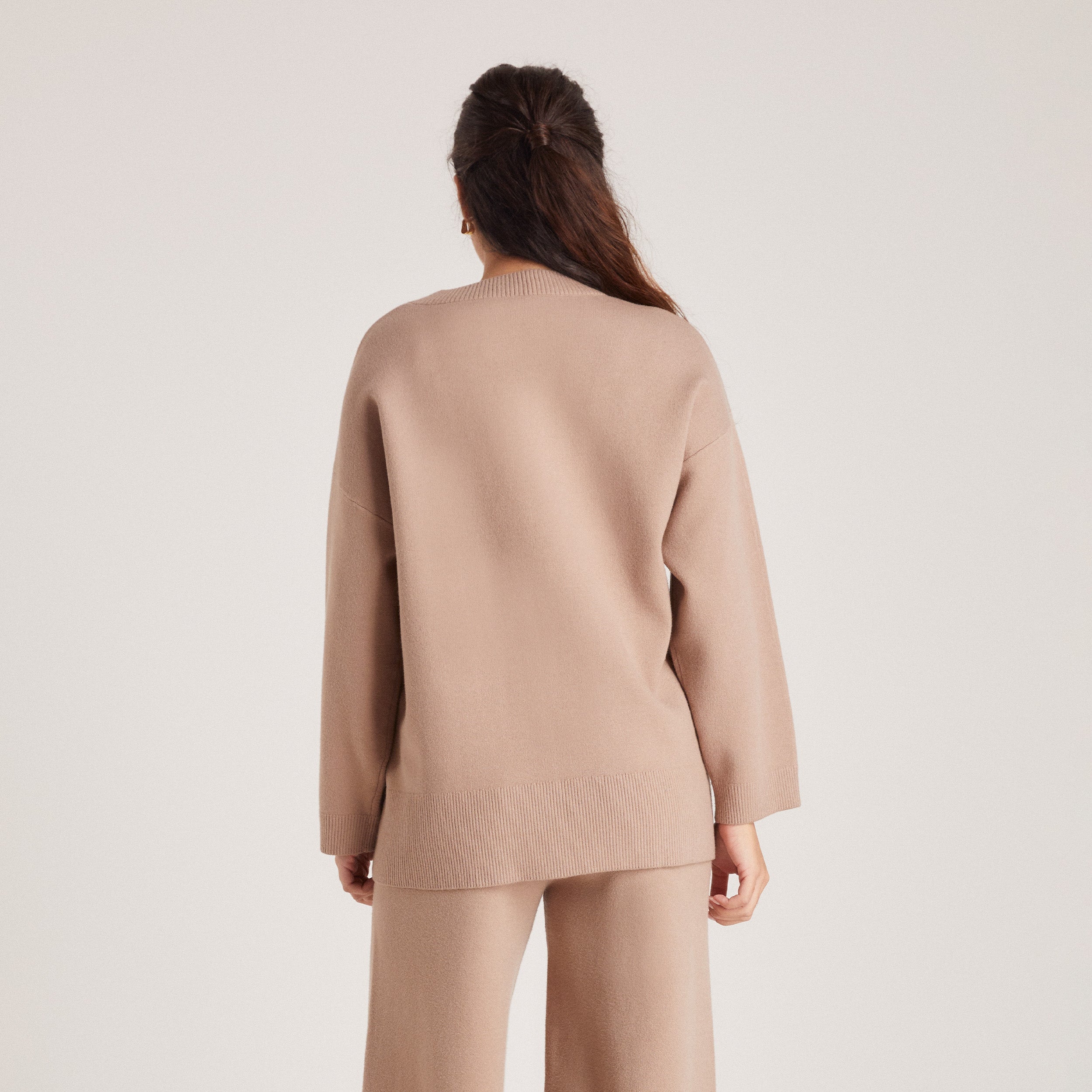 Knitted Crew Neck Jumper | Knitted Crew Neck Jumper - Mink