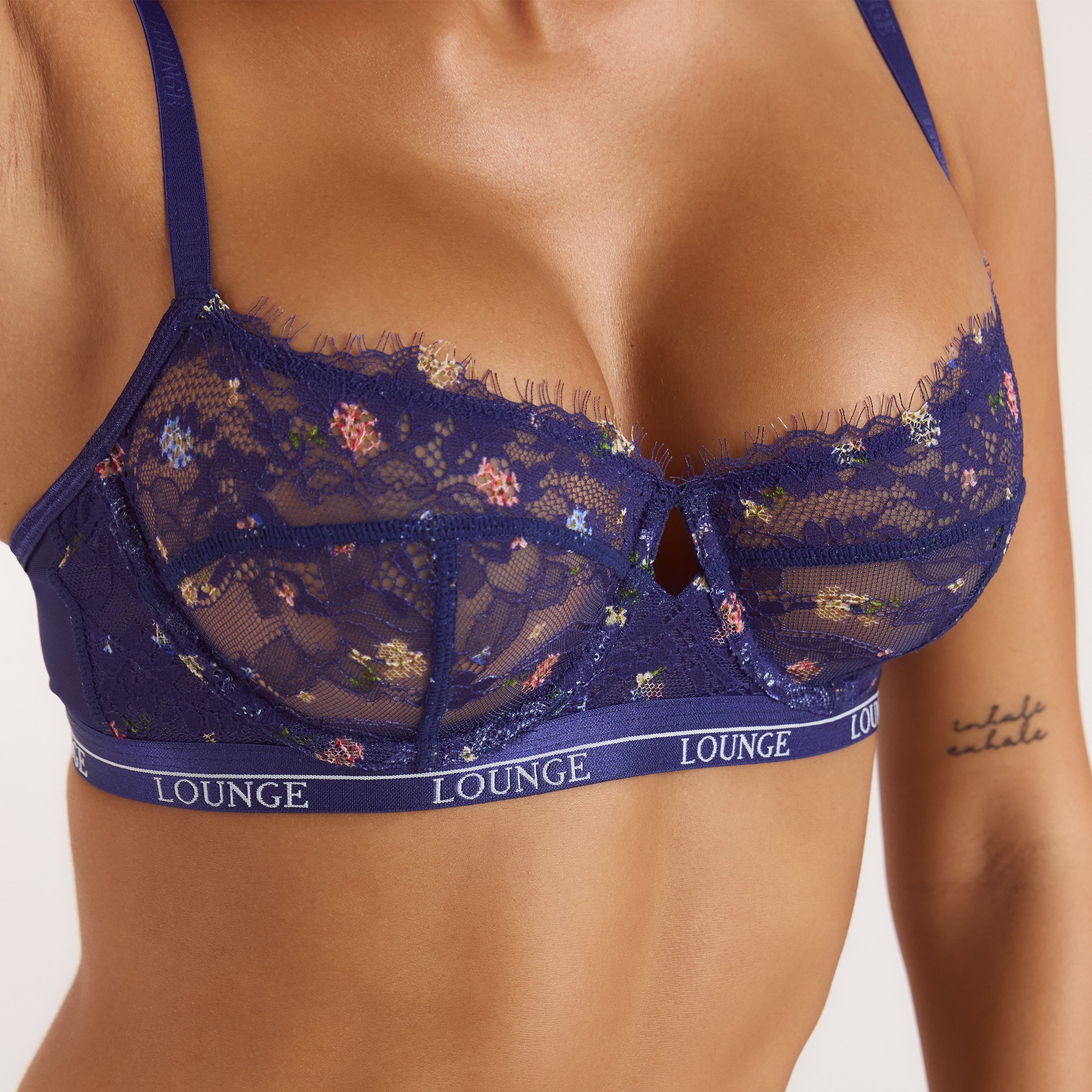 Printed Entice Balcony Bra | Printed Entice Balcony Bra - Navy Floral
