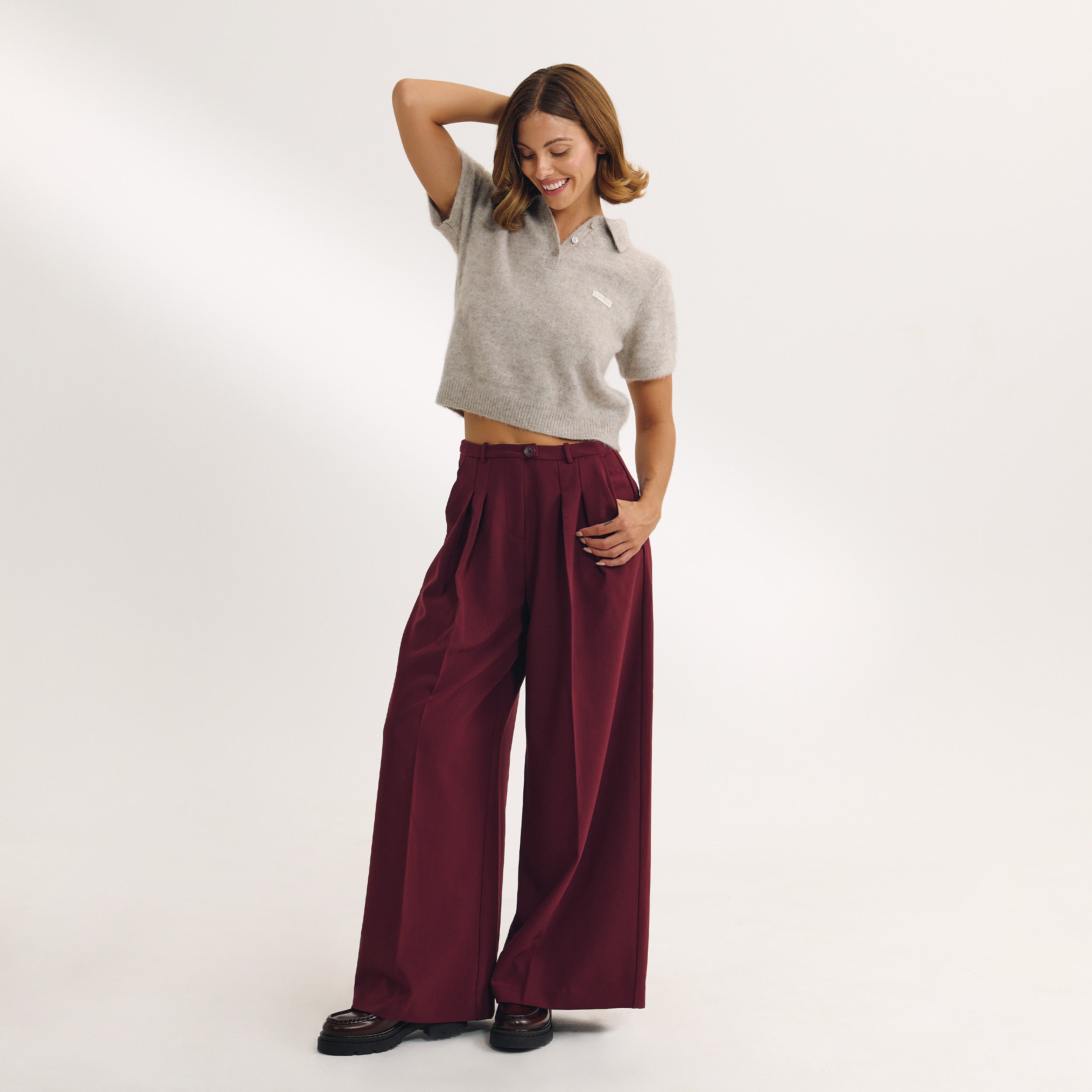 Wide-Leg Tailored Trousers | Wide-Leg Tailored Trousers - Cherry Lacquer