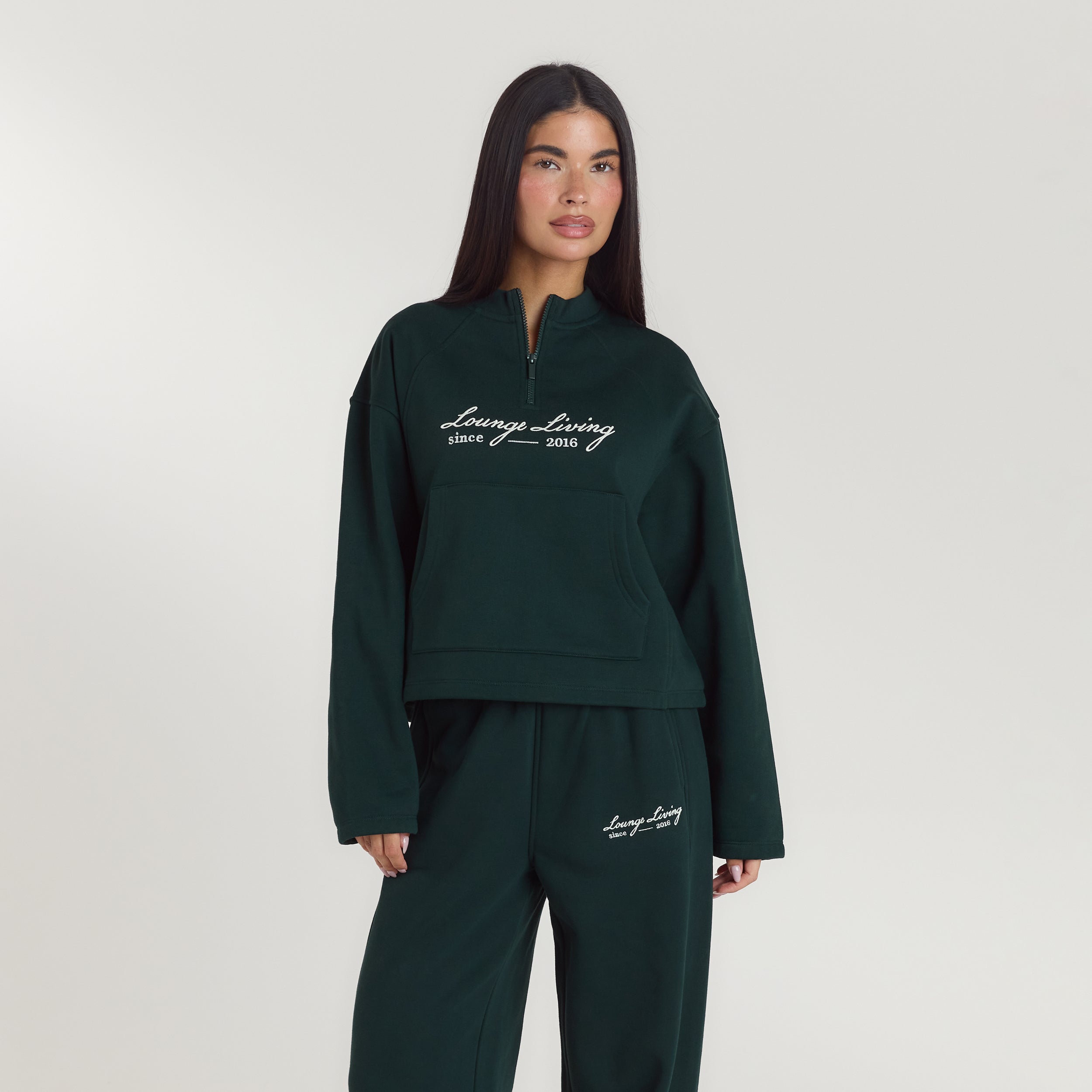 Lounge Living Quarter-Zip Jumper | Lounge Living Quarter-Zip Jumper - Forest Green