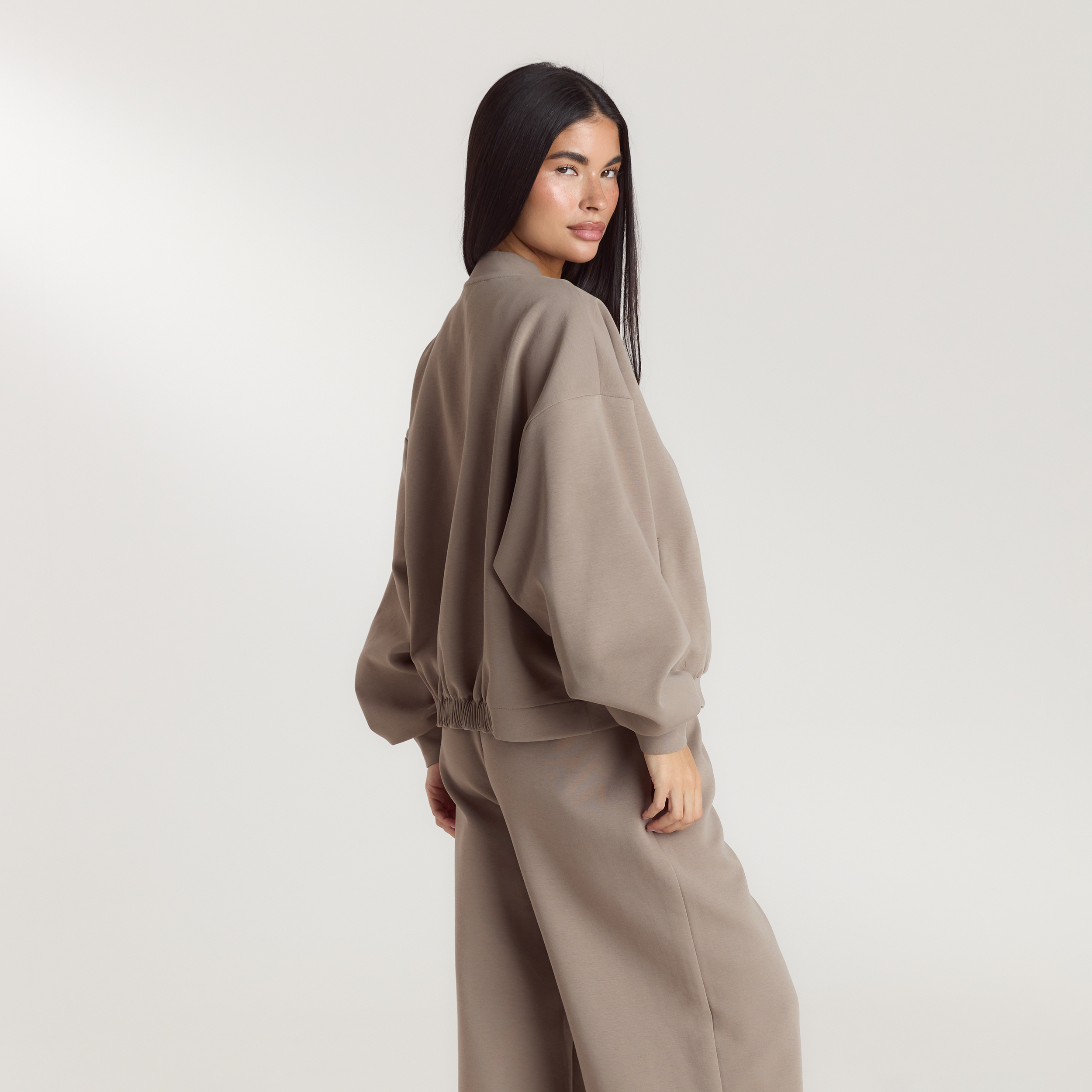 Neoprene Bomber Jacket | Neoprene Bomber Jacket - Taupe