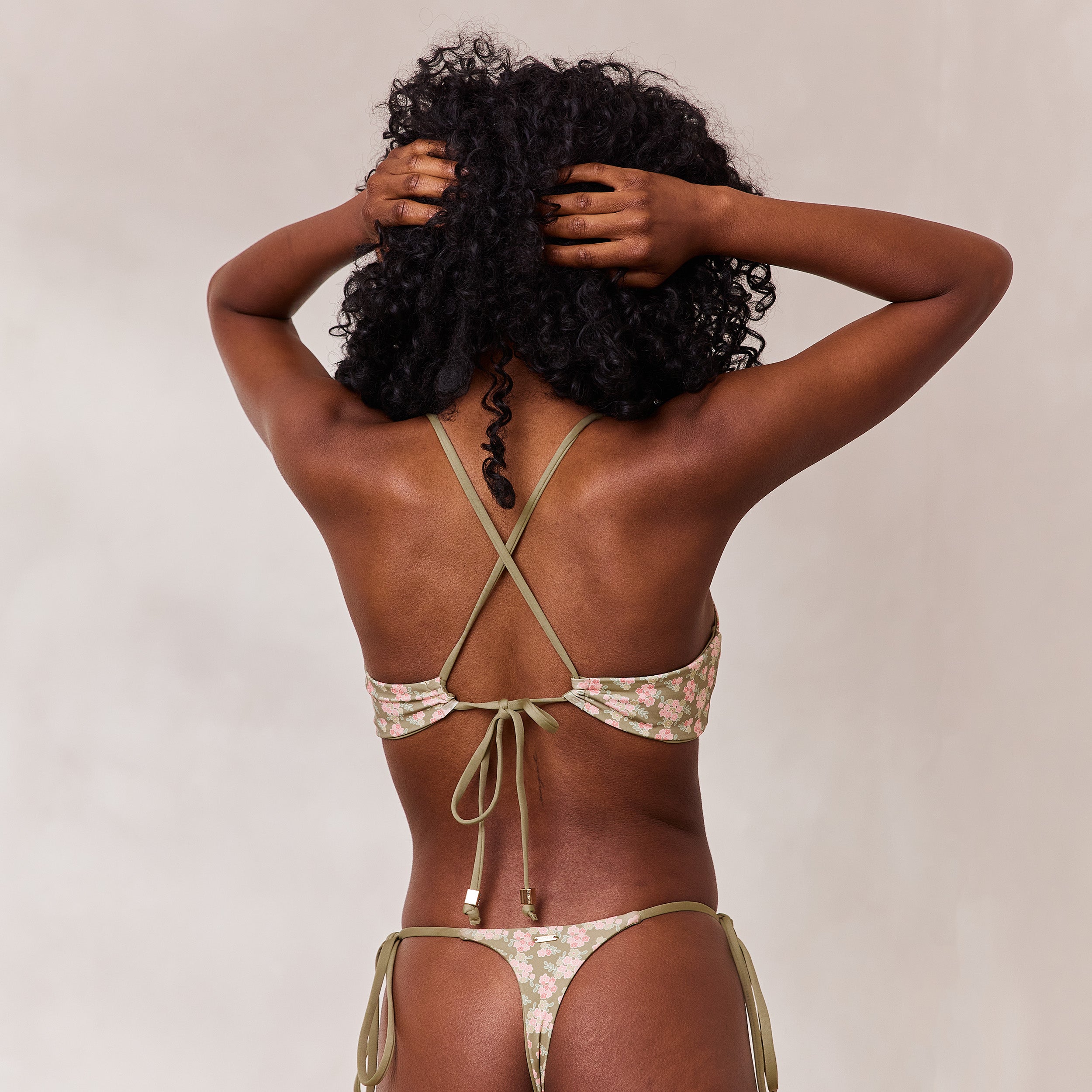 Reversible Bralette Bikini Top | Reversible Bralette Bikini Top - Green/Floral