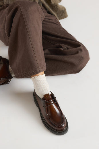 Etta Lace-Up Chunky Loafers - Tan alternate