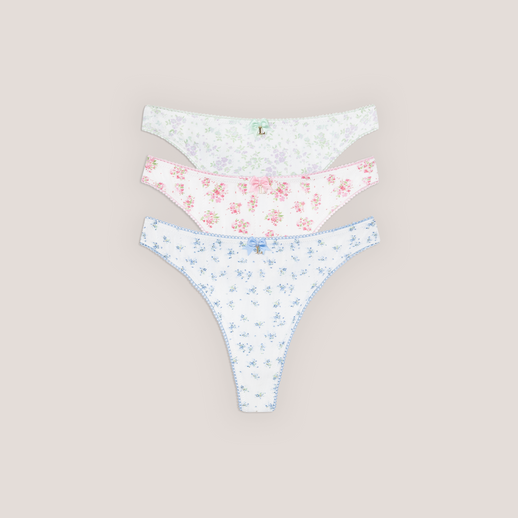 Bloom Thongs (3-Pack) - Floral Print